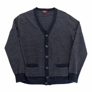 Merona Men's Navy and Gray Striped Cardigan
